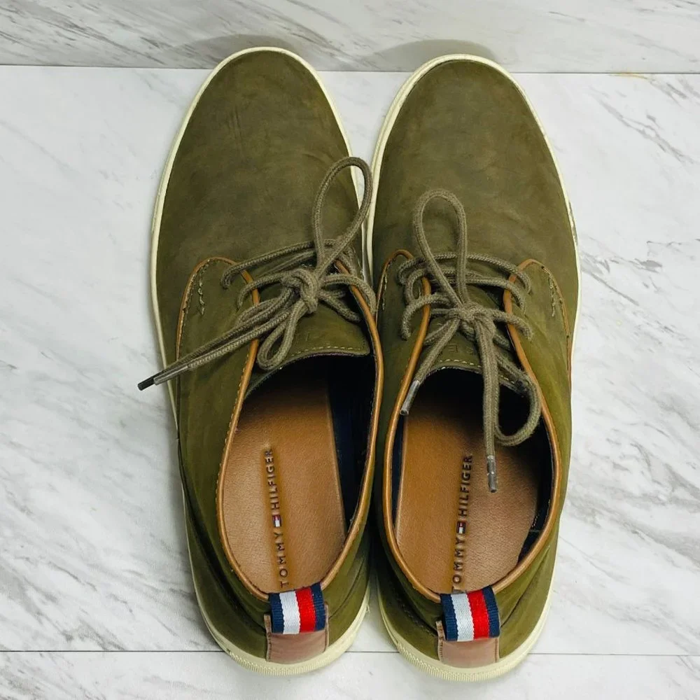 Tommy Hilfiger military green suede high top shoes, size 11